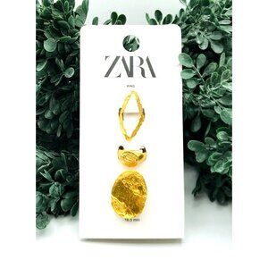 Gold-Tone Textured Rings Set Of 3 Fits 6.5 (16.5 Mm) Stylish Jewelry Piece by ZA